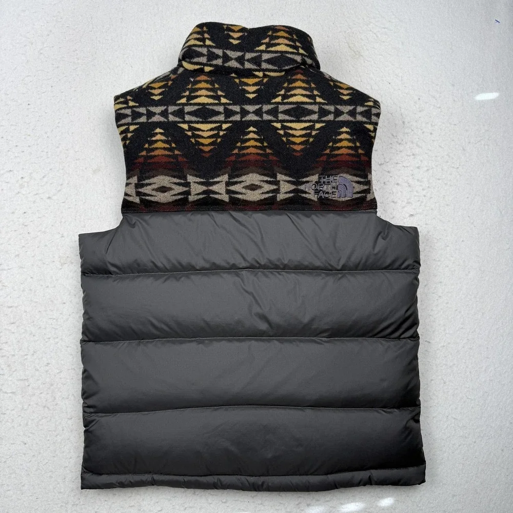 The North Face Vest Mens Medium Gray Pendleton Wool Down Puffer 700 Fill
